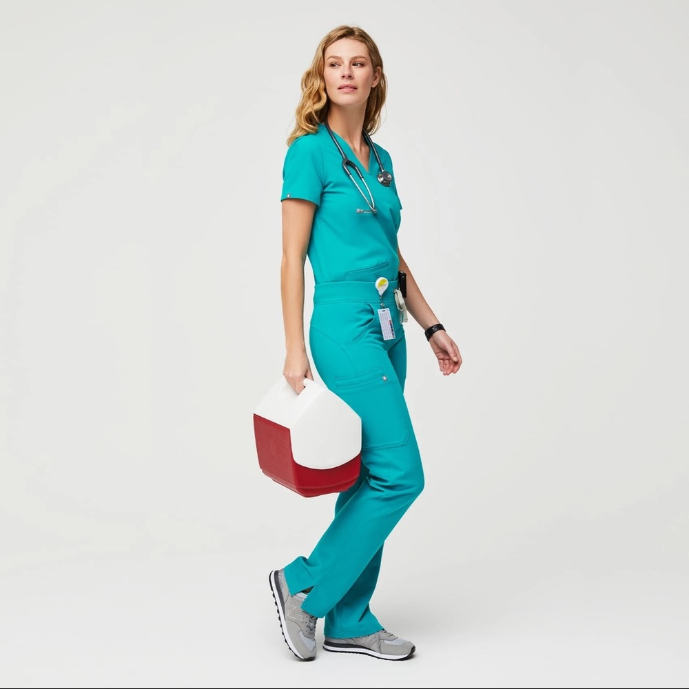Figs Teal Kate Cargo Scrub Pants